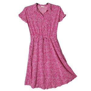 Nwot Hush Hattie Printed Shirt Dress in Graphic Leopard Pink UK Size 10 Viscose